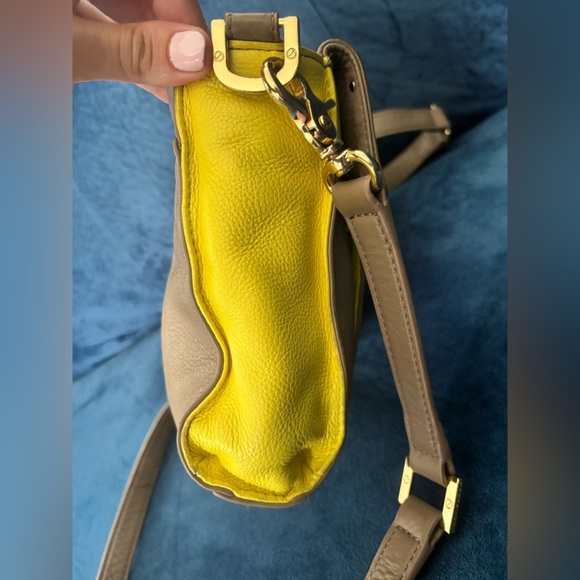 Tory Burch Rachel Envelope Grey Neon Yellow Crossbody Bag - Picture 6 of 14